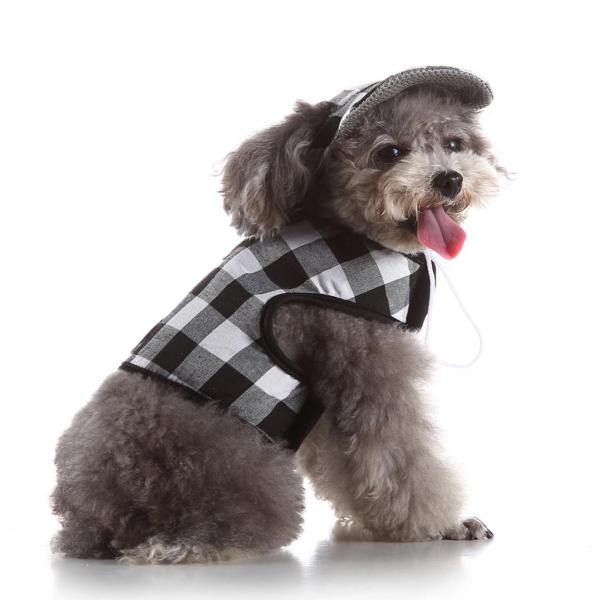 帽子ペットコスチュームパーティー服ペット犬ベストハーネスブラックホワイトXS