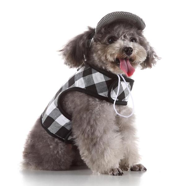 帽子ペットコスチュームパーティー服ペット犬ベストハーネスブラックホワイトXS
