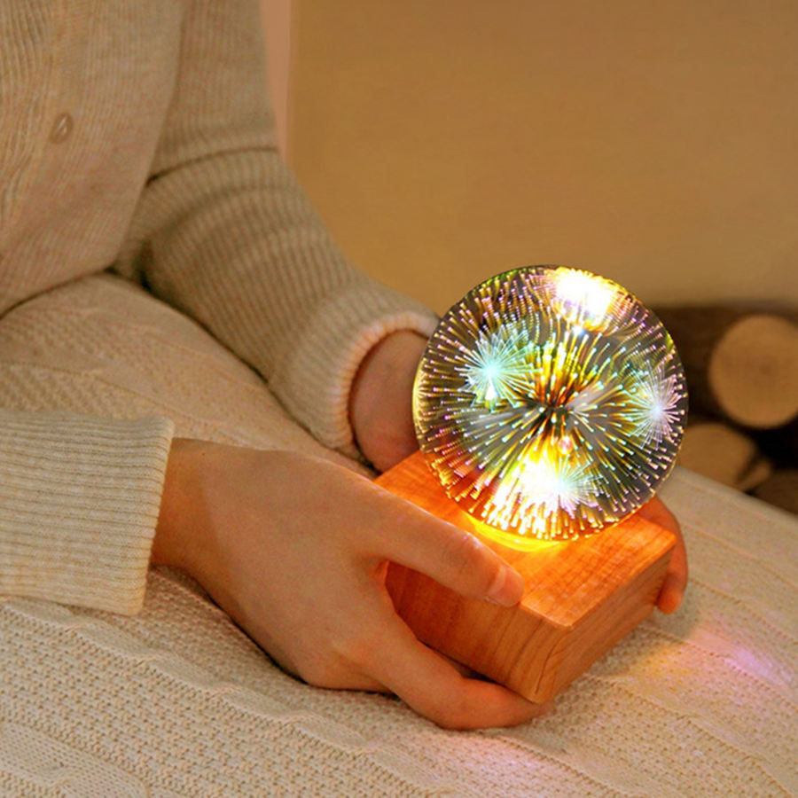 3D花火 花火電球 インテリア ナイトライト ベッドサイドランプ U