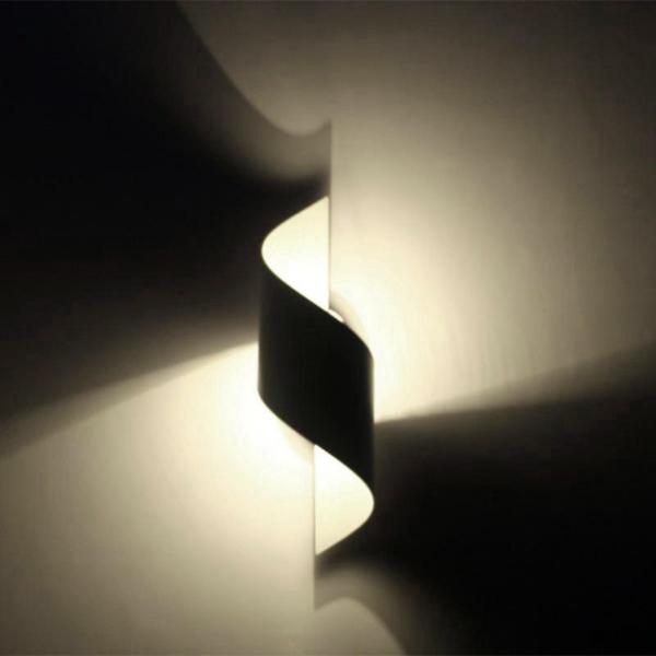 スパイラルウォールランプLED寝室の壁備品壁取り付け用燭台ライトブラックウォームライト