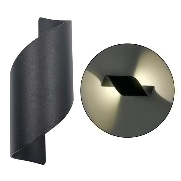 スパイラルウォールランプLED寝室の壁備品壁取り付け用燭台ライトブラックウォームライト