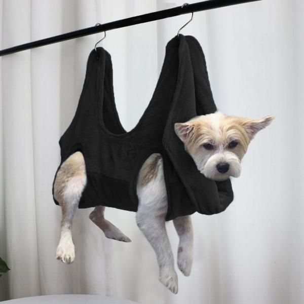 犬猫ハンモックヘルパーフランネルペットグルーミングハンモック拘束バッグブルーL