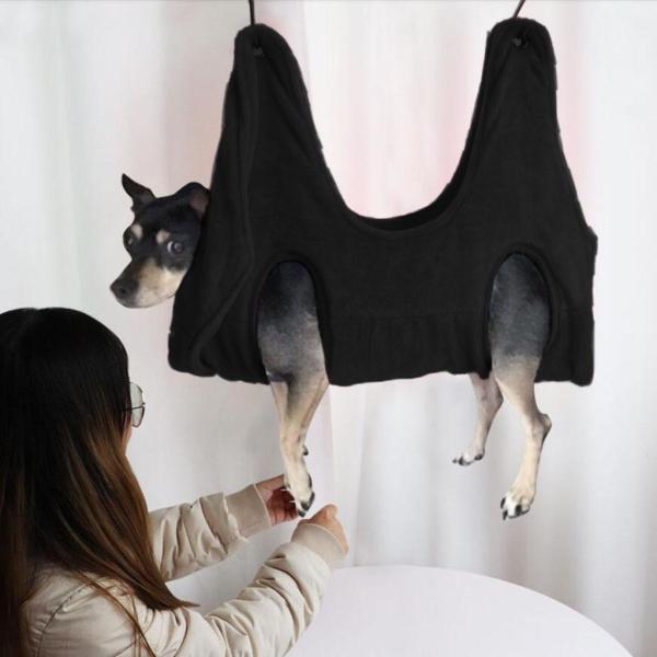 犬猫ハンモックヘルパーフランネルペットグルーミングハンモック拘束バッグブルーL