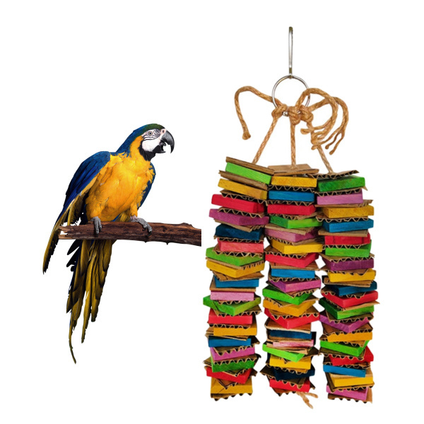 鳥を噛むおもちゃ-オウムの檻の一口のおもちゃ中小のオウムと鳥のための木製のブロック鳥のオウムのおもちゃ｜stk-shop｜04