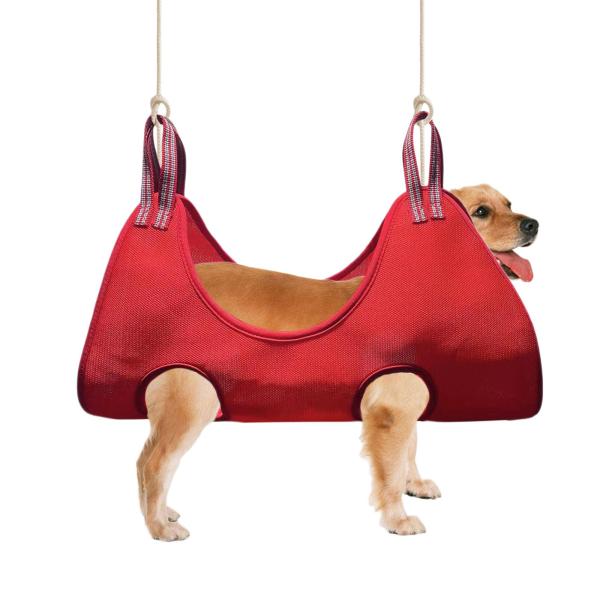 ペット犬猫グルーミングハンモックヘルパー、拘束バッグエアメッシュハンモックペット用品バスネイルクリップ用耐久性のある子犬中小犬猫 - 赤M