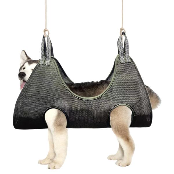 ペット犬猫グルーミングハンモックヘルパー、拘束バッグエアメッシュハンモックペット用品バスネイルクリップ用耐久性のある子犬中小犬猫 - 緑M