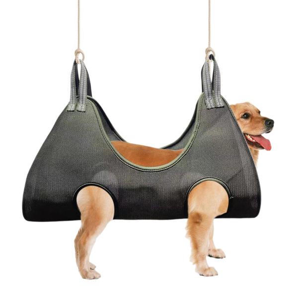 ペット犬猫グルーミングハンモックヘルパー、拘束バッグエアメッシュハンモックペット用品バスネイルクリップ用耐久性のある子犬中小犬猫 - 緑M