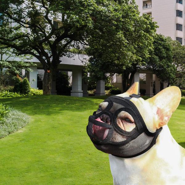 調節可能なペットの犬のマスクアンチバークバイト咀嚼メッシュ口銃口グルーミング舌アウトブラックL