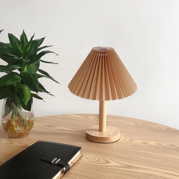 ランプシェード プリーツ 北欧 レトロ テーブルライト 布製 ライト