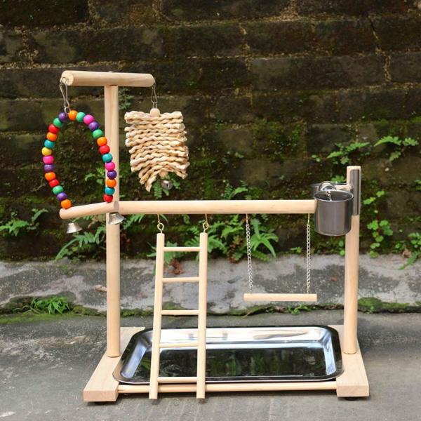 インコ用オウムプレイスタンドバードプレイグラウンドバードプレイペン無垢材パーチ