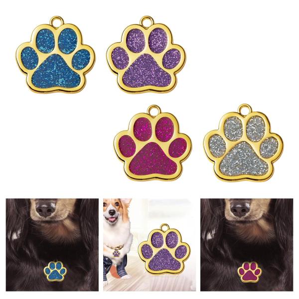 空白のペット 猫の首輪 首輪 ペンダント グリッター 足跡 ペット用 ブルー