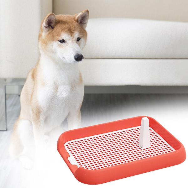 尿柱メッシュグリッド付き犬用トイレ屋内ペットトレーニングトイレトレイピンク