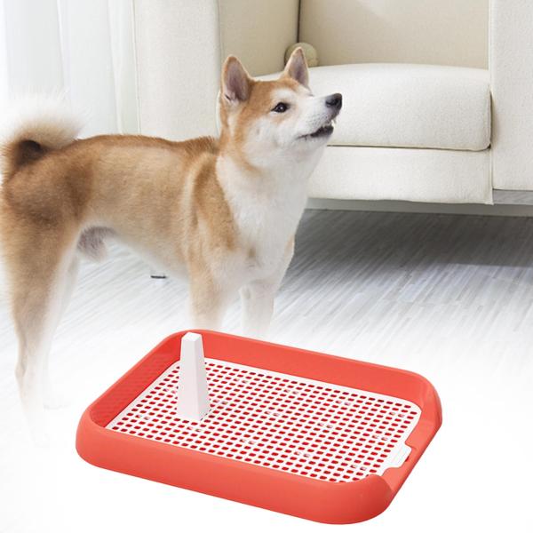 尿柱メッシュグリッド付き犬用トイレ屋内ペットトレーニングトイレトレイピンク