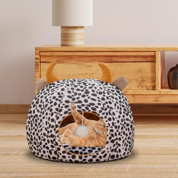 ペット用猫用ベッド 犬用ハウス 洗える 冬用 子犬用 犬小屋 巣 屋内用 ホワイト ブラック