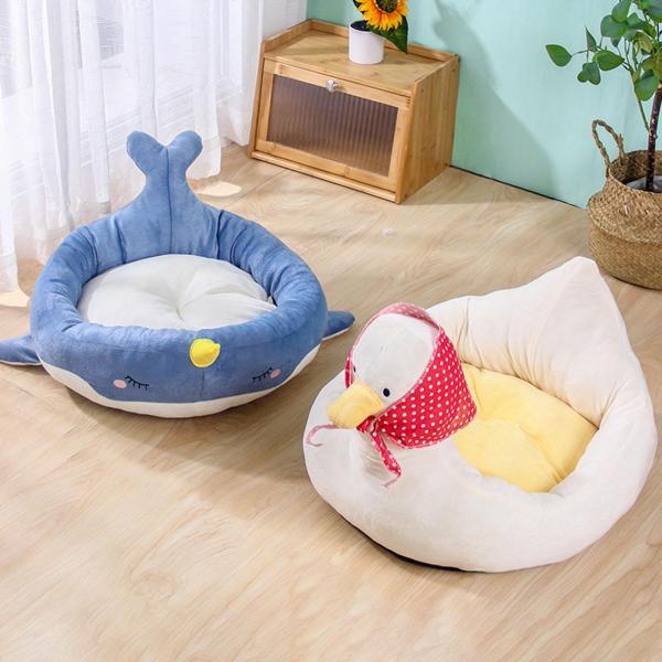 子犬 子猫 猫用 ペット ベッド 取り外し可能なカバー ソフト キャンプ 旅行用 魚 S