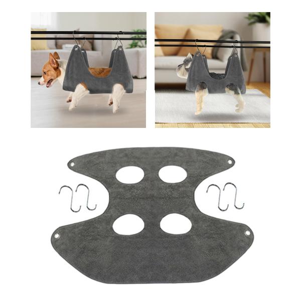 猫グルーミング ハンモック 犬 拘束 タオルバッグ 多機能 洗濯用 グレー 85cmx60cm L