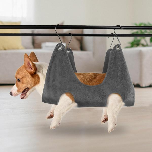 猫グルーミング ハンモック 犬 拘束 タオルバッグ 多機能 洗濯用 グレー 85cmx60cm L