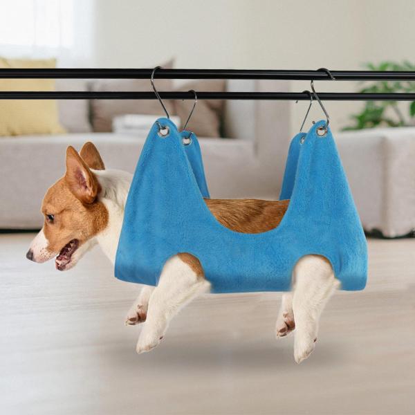 猫グルーミングハンモック犬拘束タオルバッグ多機能洗濯用ブルー 66cmx49cm S