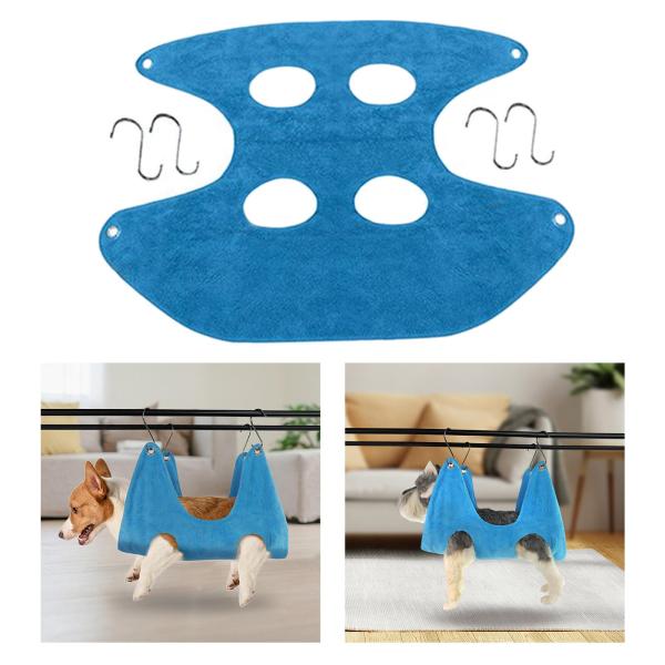 猫グルーミングハンモック犬拘束タオルバッグ多機能洗濯用ブルー 66cmx49cm S