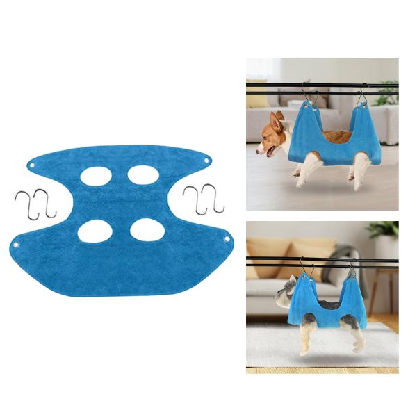 猫グルーミングハンモック犬拘束タオルバッグ多機能洗濯用ブルー 66cmx49cm S