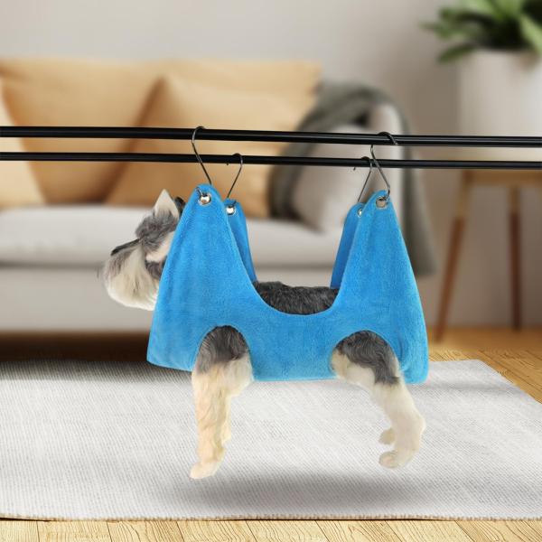 猫グルーミングハンモック犬拘束タオルバッグ多機能洗濯用ブルー 77cmx55cm M
