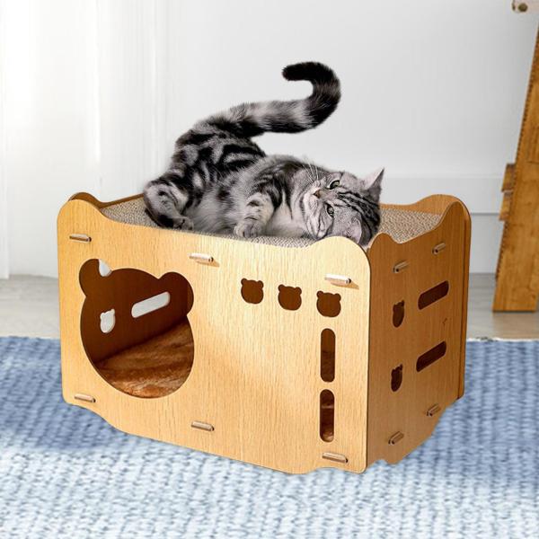 猫のスクラッ ベッドのスクラッチ パッドの耐久力のある猫のベッドのボール紙の猫の家｜stk-shop｜03