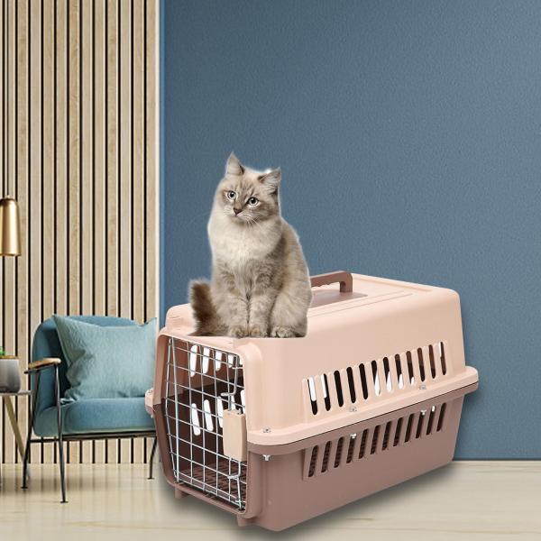 ハードサイド トラベル キャリア 犬小屋 猫 犬 ケージ ウサギ 旅行 アウトドア ブラウン サイズ S