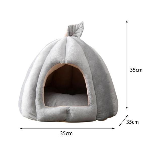 洞窟ペット用ベッド 犬用テント 滑り止め スリップ 猫用 暖かい家 小中子犬用 グレー 35x35x35cm
