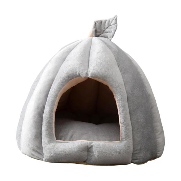 洞窟ペット用ベッド 犬用テント 滑り止め スリップ 猫用 暖かい家 小中子犬用 グレー 35x35x35cm