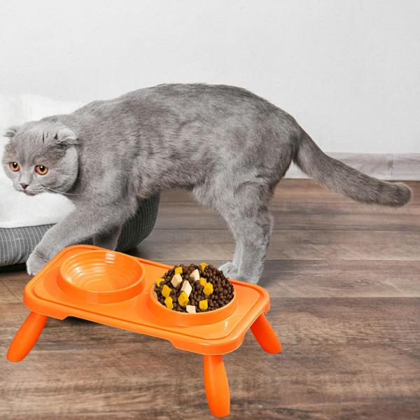 キャットフードボウル 水とフードボウル、実用的で簡単に食べられる耐久性のあるポータブル給餌皿 子猫猫小動物用ダブルドッグボウル｜stk-shop｜02
