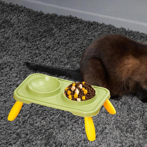 キャットフードボウル 水とフードボウル、実用的で簡単に食べられる耐久性のあるポータブル給餌皿 子猫猫小動物用ダブルドッグボウル｜stk-shop｜03