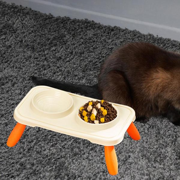 キャットフードボウル 水とフードボウル、実用的で簡単に食べられる耐久性のあるポータブル給餌皿 子猫猫小動物用ダブルドッグボウル｜stk-shop｜05