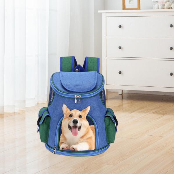 ペット キャリア バックパック 調節可能なストラップ ペット旅行バッグ キャンプ アウトドア 犬用 ダークブルー 6.6lb