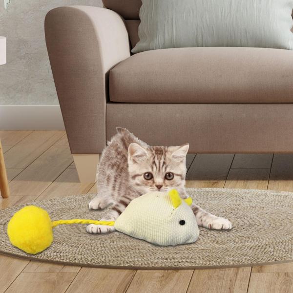 インタラクティブマウス猫のおもちゃ猫と子猫のトレーニング用の猫のマウスのおもちゃのティーザーホワイト