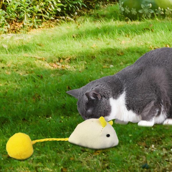インタラクティブマウス猫のおもちゃ猫と子猫のトレーニング用の猫のマウスのおもちゃのティーザーホワイト