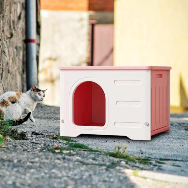 野良猫ハウス 野良猫シェルター 耐候性家具 スクラッチボード付き 21インチ x 16インチ x 15インチ 屋外猫用の巣の生息地小屋