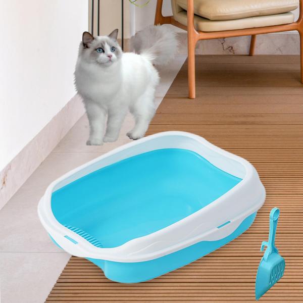 猫用トイレ 子猫用トイレ 大型の半密閉型猫用サンドボックス ハイサイド付き 耐久性のあるオープントップのペット用トイレ あらゆる種類の猫砂用