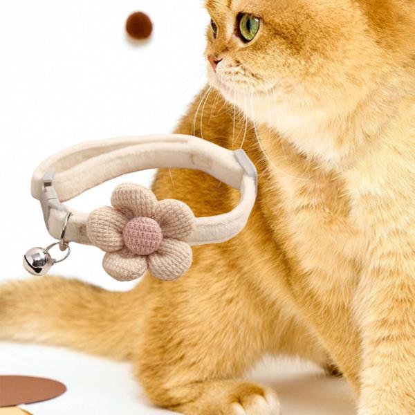猫の首輪ネックレス ベル首輪付き キティウサギ小型中型犬用 アプリコット