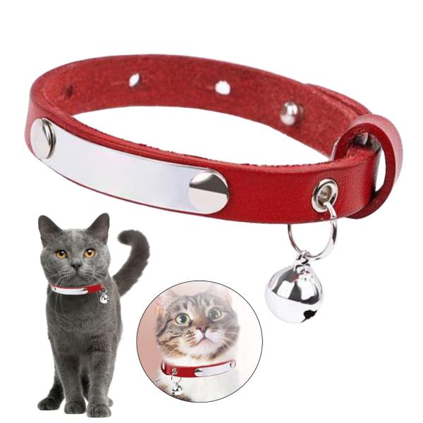 猫の首輪 快適な猫のベル首輪ネックレス 屋外トレーニング ウォーキング用 ローズレッド 20〜26cm