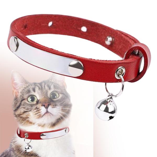 猫の首輪 快適な猫のベル首輪ネックレス 屋外トレーニング ウォーキング用 ローズレッド 20〜26cm