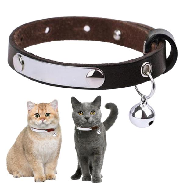 猫の首輪 快適な猫ベル首輪ネックレス 屋外トレーニングウォーキング用 ブラウン 20〜26cm