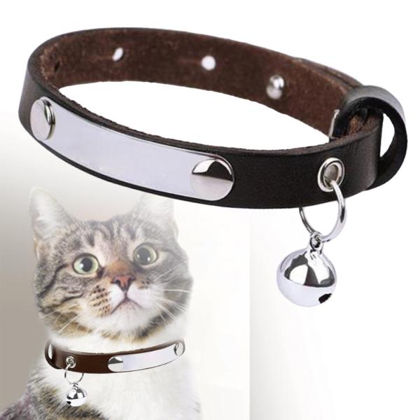 猫の首輪 快適な猫ベル首輪ネックレス 屋外トレーニングウォーキング用 ブラウン 20〜26cm