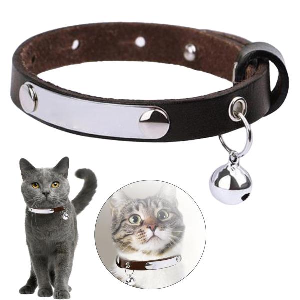 猫の首輪 快適な猫ベル首輪ネックレス 屋外トレーニングウォーキング用 ブラウン 20〜26cm