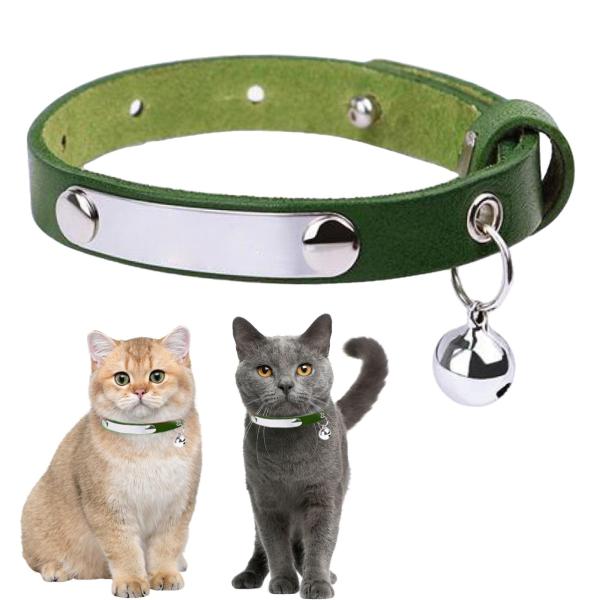 猫の首輪 快適な猫のベル首輪ネックレス 屋外トレーニングウォーキング用 グリーン 16〜22cm