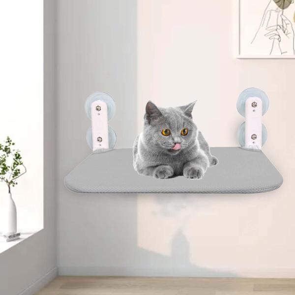 折りたたみ式猫窓止まり木猫ハンモックラウンジマウントハンモック猫休憩棚グレー 30cmx52cm
