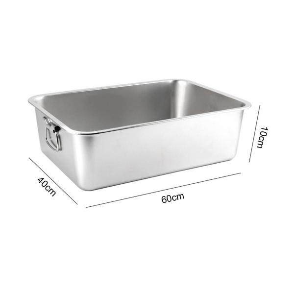 猫用トイレ ステンレススチール製 大型オープントップ ペット用トイレ 猫砂盆地 60x40x10cm ハンドル付き
