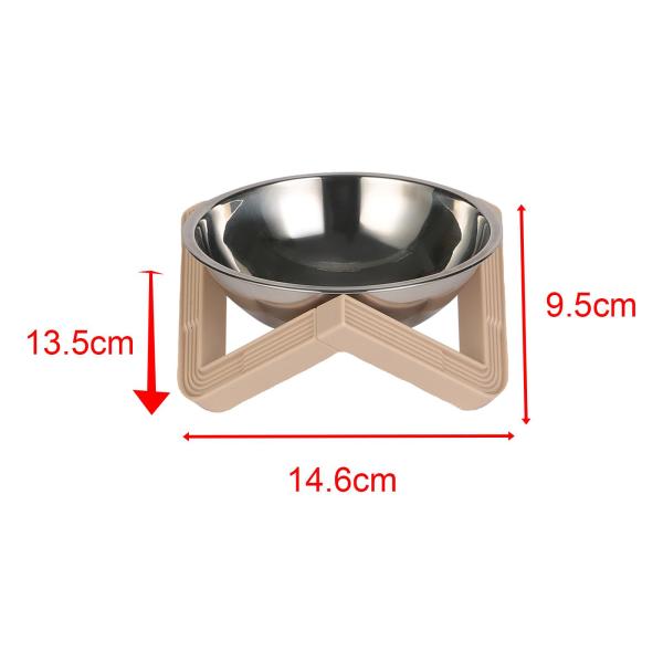 レイズドキャットボウル 水飲みボウル キャットフードボウル 猫用 中小型犬 子犬 スチールボウル アプリコット