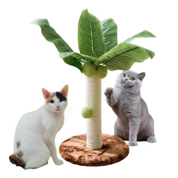 猫爪とぎポスト 猫インタラクティブおもちゃ ぶら下がりボール付き 猫クライミングポール ブラウン 30cm