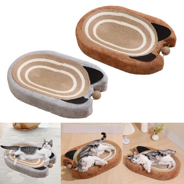 猫スクラッチャーベッド ラージサイザル麻スクラッチャー 子猫トレーニングおもちゃ ペット猫用品 グレー