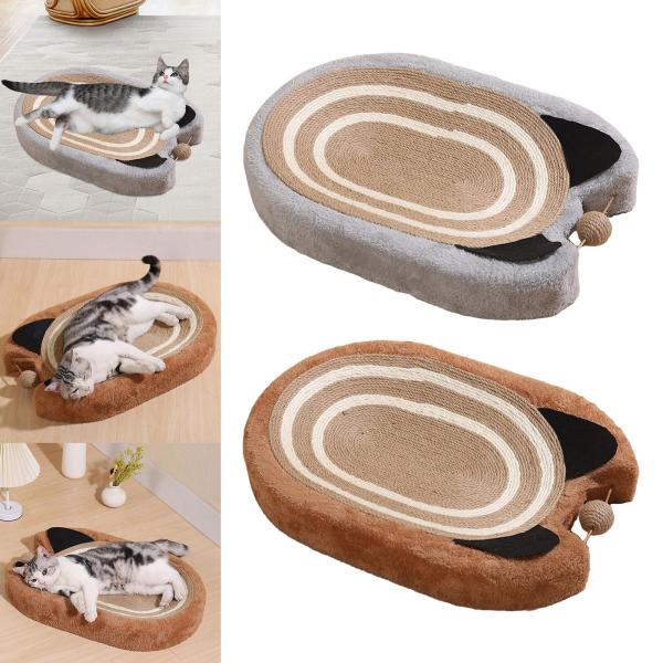 猫スクラッチャーベッド ラージサイザル麻スクラッチャー 子猫トレーニングおもちゃ ペット猫用品 グレー
